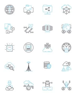 Web linear icons set. Internet, Online, Website, Browser, HTML, CSS, JavaScript Stock Illustration