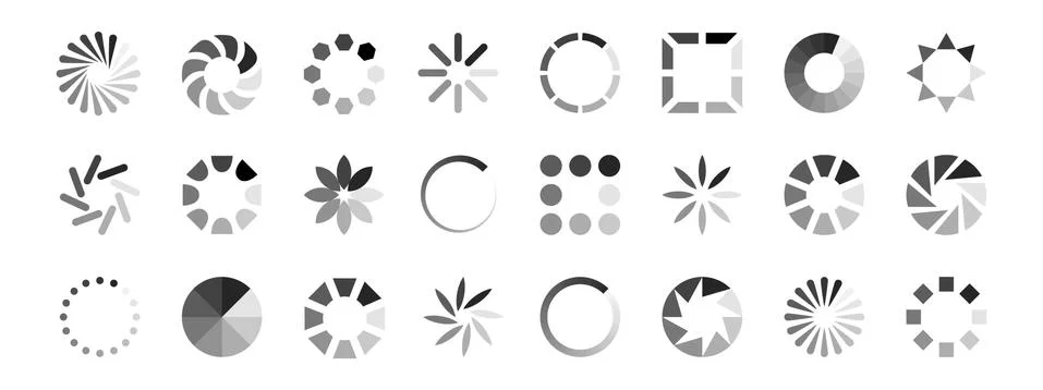 Web loading icons vector. Load indicators isolated on white background 스톡 일러스트