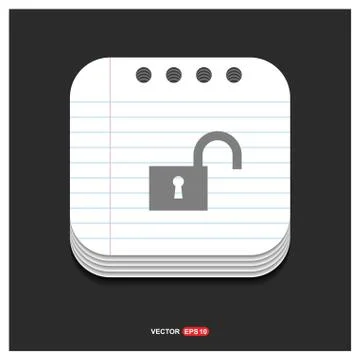 Web Lock Icon Gray icon on Notepad Style template Vector EPS 10 Free Icon Stock Illustration