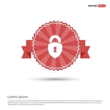 Web Lock Icon - Red Ribbon banner Illustrazione stock