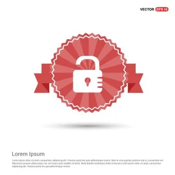 Web Lock Icon - Red Ribbon banner Stock Illustration