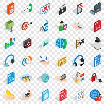 Web management icons set, isometric style Stock Illustration