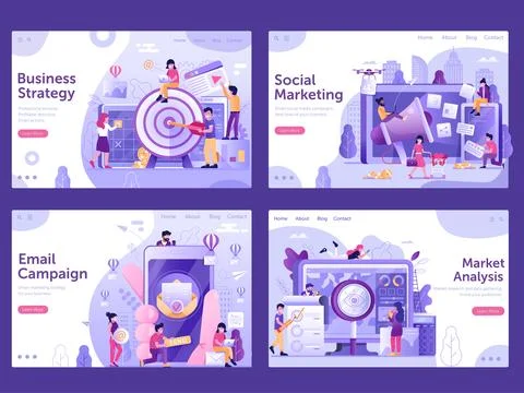 Web Marketing and Business Developing BannersSet Stock Illustration