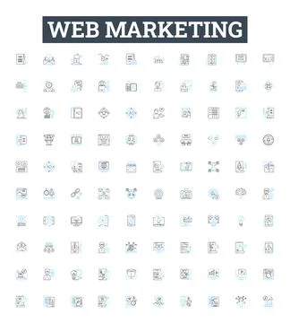 Web marketing vector line icons set. Website, SEO, Advertising, Digital, Online Illustrazione stock