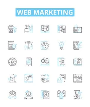 Web marketing vector line icons set. Website, SEO, Advertising, Digital, Online Stock Illustration