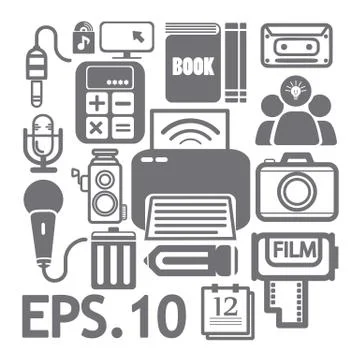 Web media icons set Stock Illustration