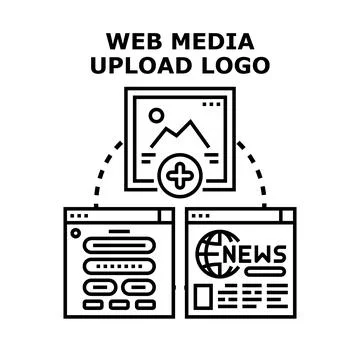 Web media upload process sharing content イラスト素材