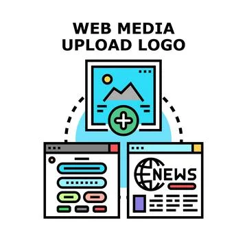 Web media upload process sharing content Stock Illustration
