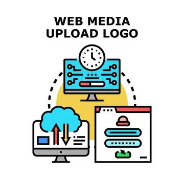 Web media uploading process concept illustration Stock Illustration