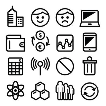 Web menu internet line, stroke icons set - tech, application Stock Illustration