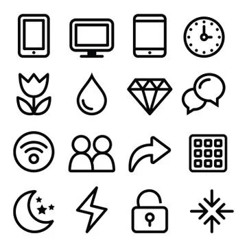 Web menu navigation line icons set - electronic devices Stock Illustration