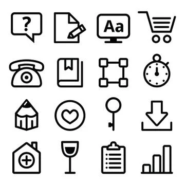 Web menu navigation line icons set - stroke style Stock Illustration