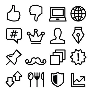 Web menu navigation line icons - social media, technology Illustrazione stock