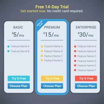 Web menu Plan Pricing Stock Illustration