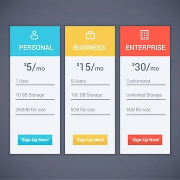Web menu Plan Pricing Stock Illustration