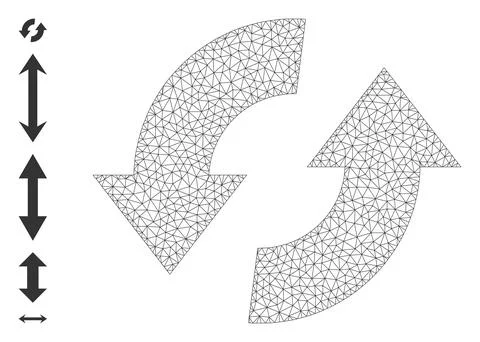Web Mesh Exchange Arrows Icon with Simple Pictograms 스톡 일러스트