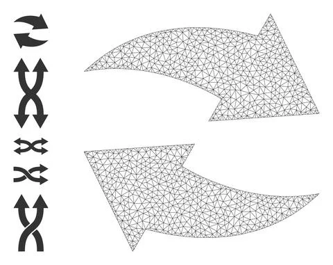Web Mesh Exchange Arrows Icon with Simple Glyphs Stock Illustration