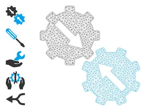Web Mesh Gear Integration Icon with Simple Symbols Stockillustratie