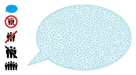 Web Mesh Message Cloud Icon with Simple Glyphs Illustrazione stock