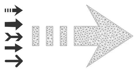Web Mesh Send Right Icon with Simple Glyphs Stock Illustration
