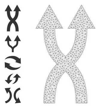 Web Mesh Shuffle Arrows Up Icon with Simple Symbols Illustrazione stock