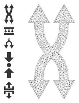 Web Mesh Shuffle Arrows Vertical Icon with Simple Pictograms Illustrazione stock