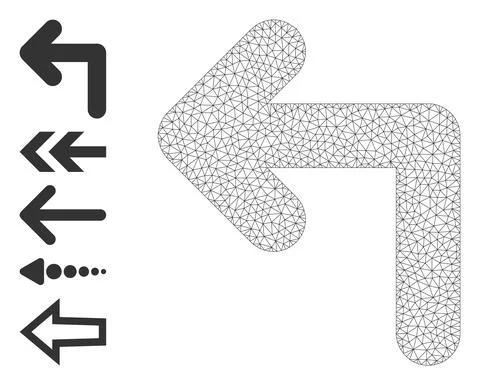 Web Mesh Turn Left Icon with Simple Symbols Stock Illustration