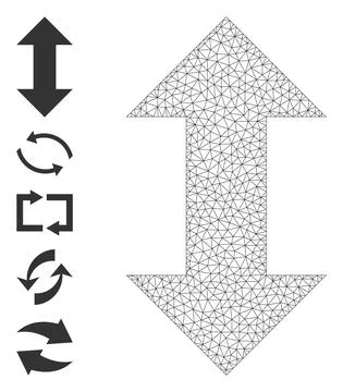 Web Mesh Vertical Exchange Arrows Icon with Simple Pictograms 스톡 일러스트