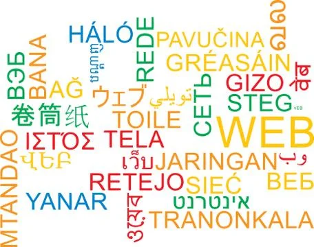 Web multilanguage wordcloud background concept Illustrazione stock