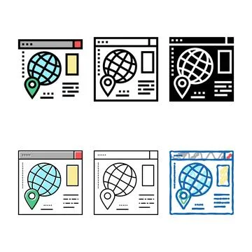 Web multistyle site map location color icon vector 스톡 일러스트