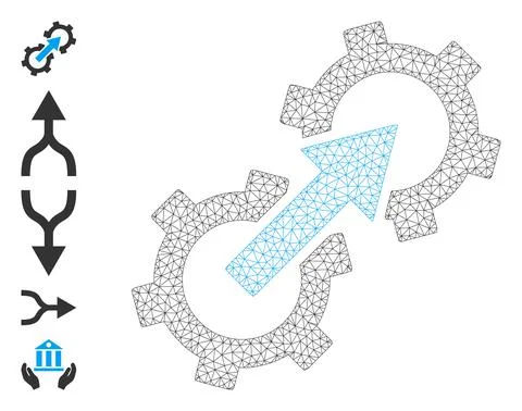 Web Net Gear Integration Icon with Simple Symbols Stockillustratie