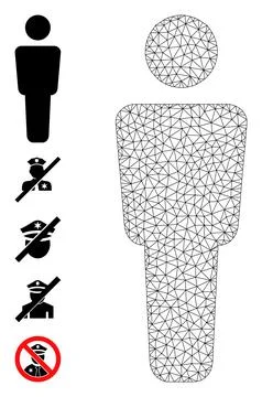 Web Net Man Alone Icon with Simple Glyphs Stock Illustration