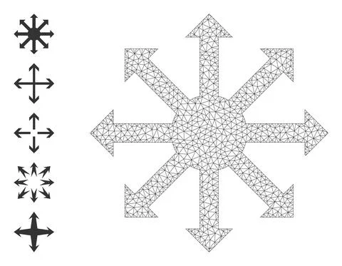 Web Net Radial Arrows Icon with Simple Symbols Stock Illustration
