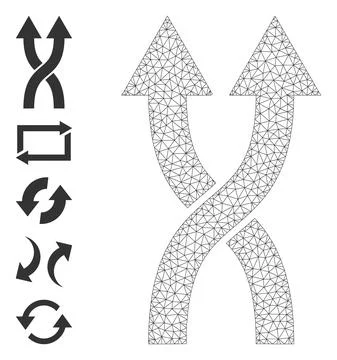 Web Net Shuffle Arrows Up Icon with Simple Glyphs Illustrazione stock