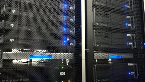 Web network, big data storage, server room Stock Footage 86013877