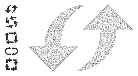 Web Network Exchange Arrows Icon with Simple Pictograms Stock Illustration