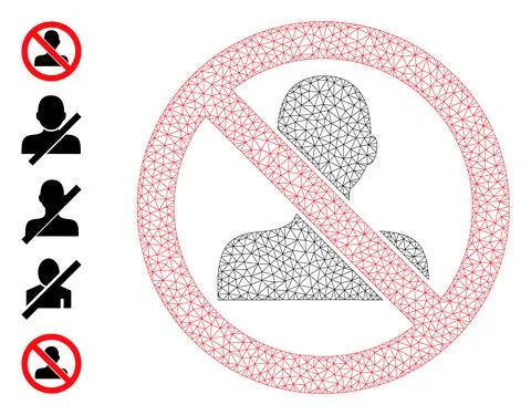 Web Network Forbidden Man Icon with Simple Symbols Stock Illustration