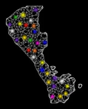 Web Network Map of Boracay Island with Glare Light Spots Stock Illustration