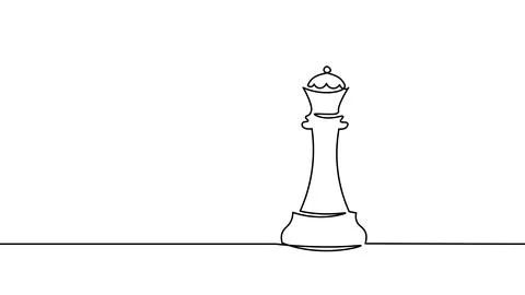 Web One line chess king silhouette drawing. Continuous line sketch play strategy Stock Illustration