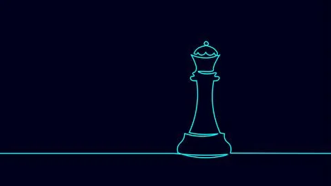 Web One line chess king silhouette drawing. Continuous line sketch play strategy 스톡 일러스트