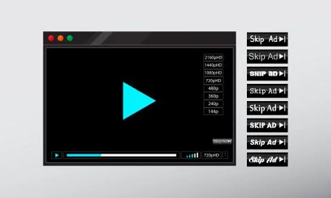 ??????web online video or audio player window frame Stock Illustration