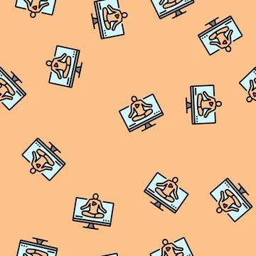 Web online yoga relax vector seamless pattern Stock Illustration