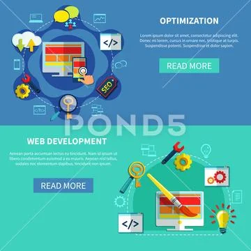 Web Optimization Banners Set Stock Illustration