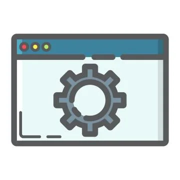 Web optimization filled outline icon, seo イラスト素材