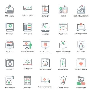 Web Optimization Flat Icons Pack Illustrazione stock