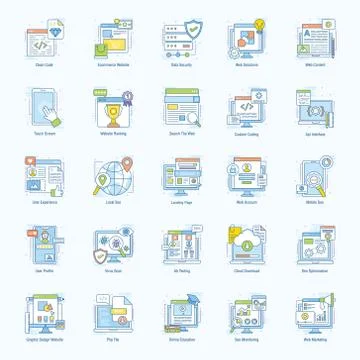 Web Optimization Flat Icons Pack Stock Illustration