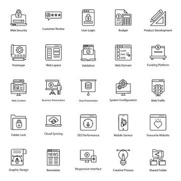 Web Optimization Line Icons Pack Illustrazione stock