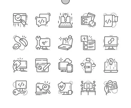 Web optimization Well-crafted Pixel Perfect Vector Thin Line Icons 30 2x Grid 스톡 일러스트