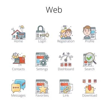 Web Outline Icons Stock Illustration