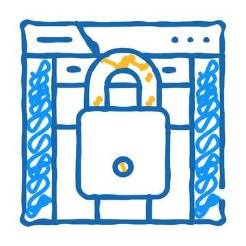 Web padlock icon doodle illustration Illustrazione stock